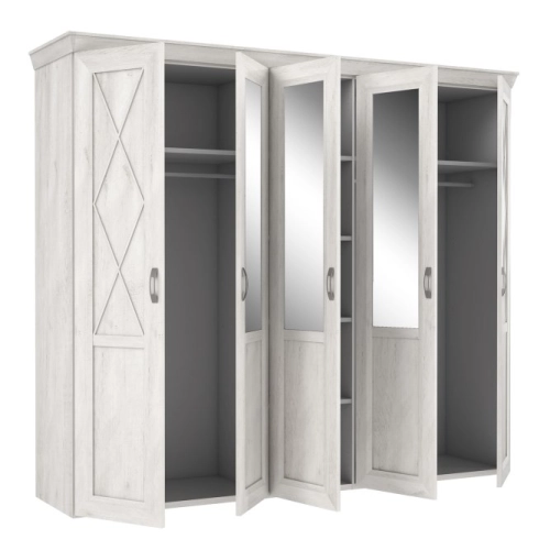 Duża szafa z lustrem 255 cm Pinia Biała